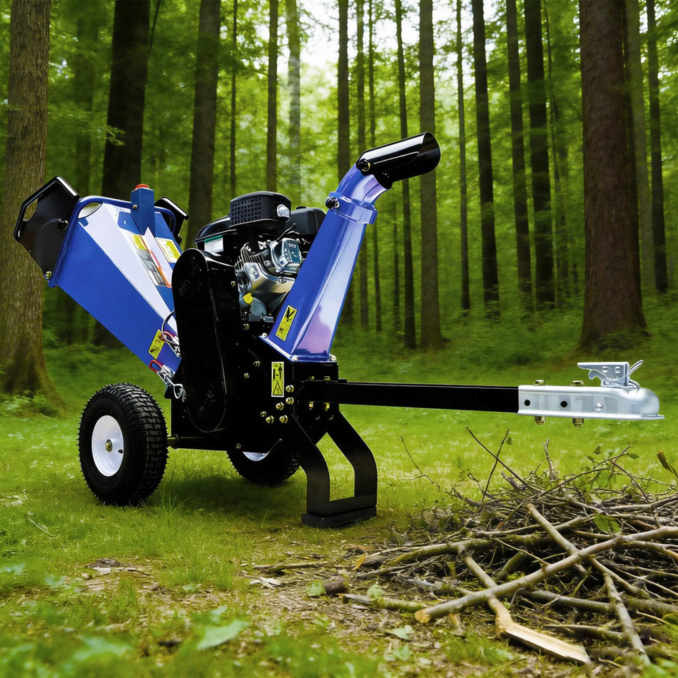 Heavy-Duty 4-Inch 208CC Gas Wood Chipper Shredder With Tow Hitch