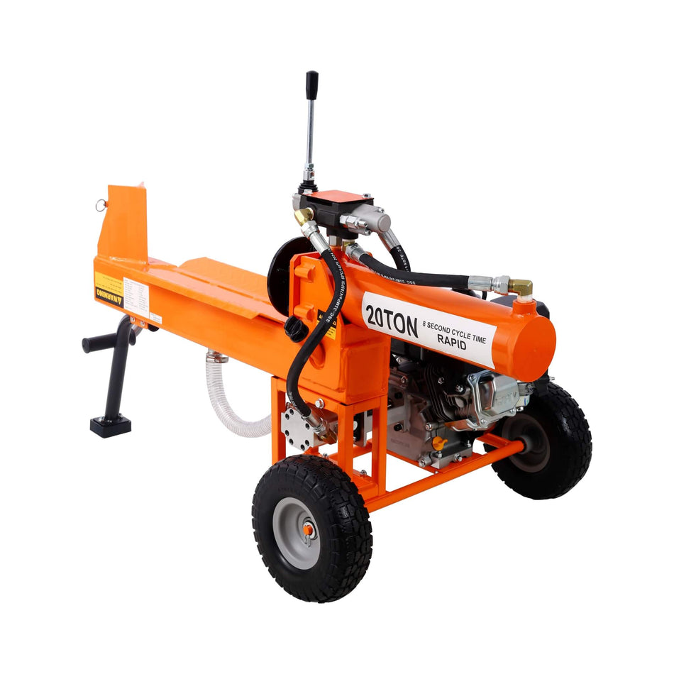 20-Ton Heavy-Duty Portable Log Splitter – 7HP Gas Powered with Auto-Return Hydraulic Ram