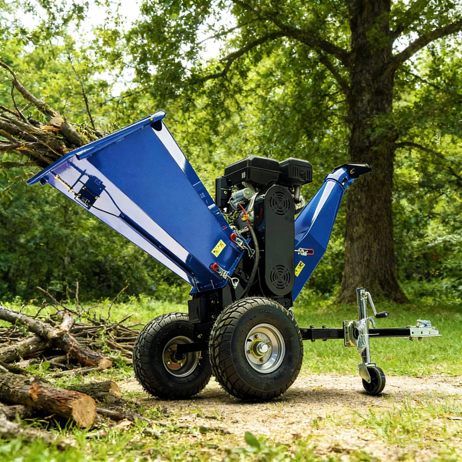 Heavy-Duty 6-Inch 15HP 420CC Towable Gas Wood Chipper Shredder With Electric Start