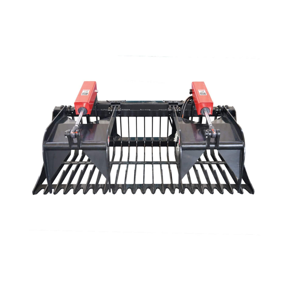 Heavy-Duty 72-Inch Rock Grapple Bucket Skid Steer Attachment With Quick Attach