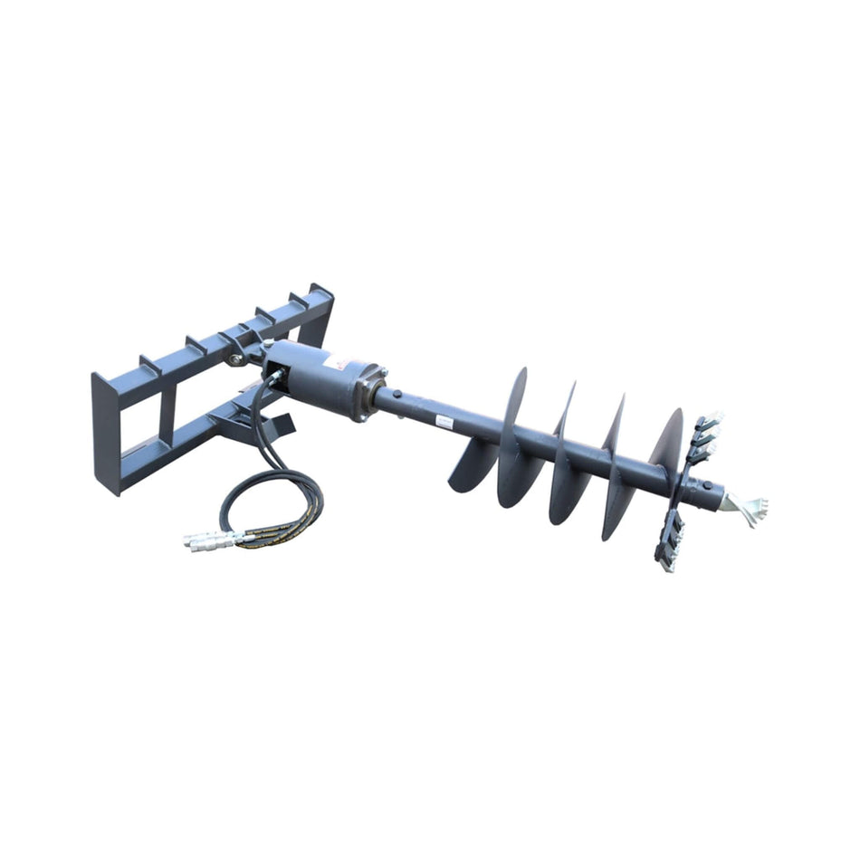 Heavy-Duty Skid Steer Auger Drive Attachment With 12-Inch Post Hole Bit
