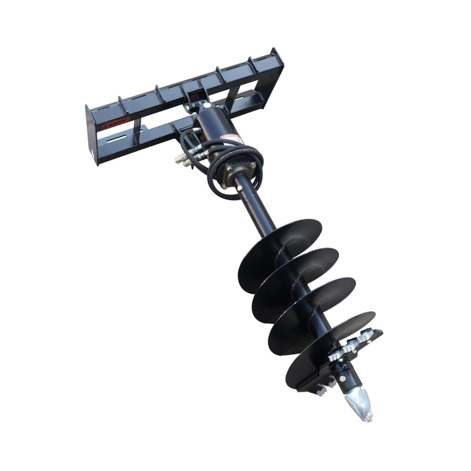 Heavy-Duty Skid Steer Auger Drive Attachment With 12-Inch Post Hole Bit