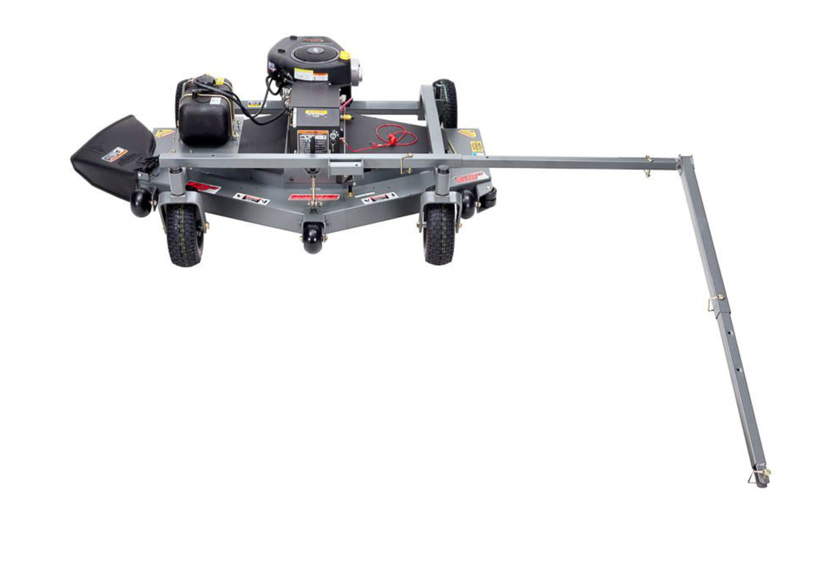 Universal hitch system for Swisher tow behind finish mower